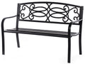 Steel Outdoor Patio Garden Bench with Cast Iron Backrest I852973
