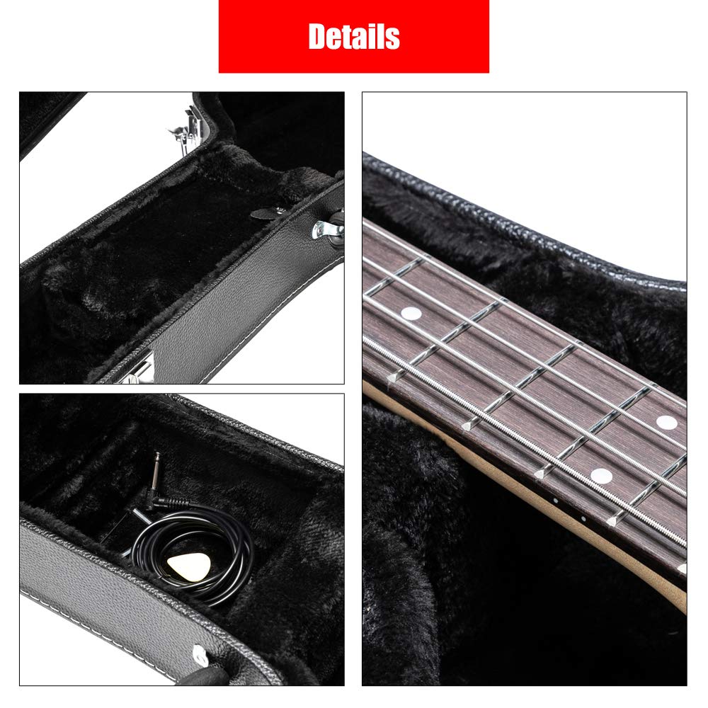 Portable Electric Guitar Hard Case, PU Leather, Black F113