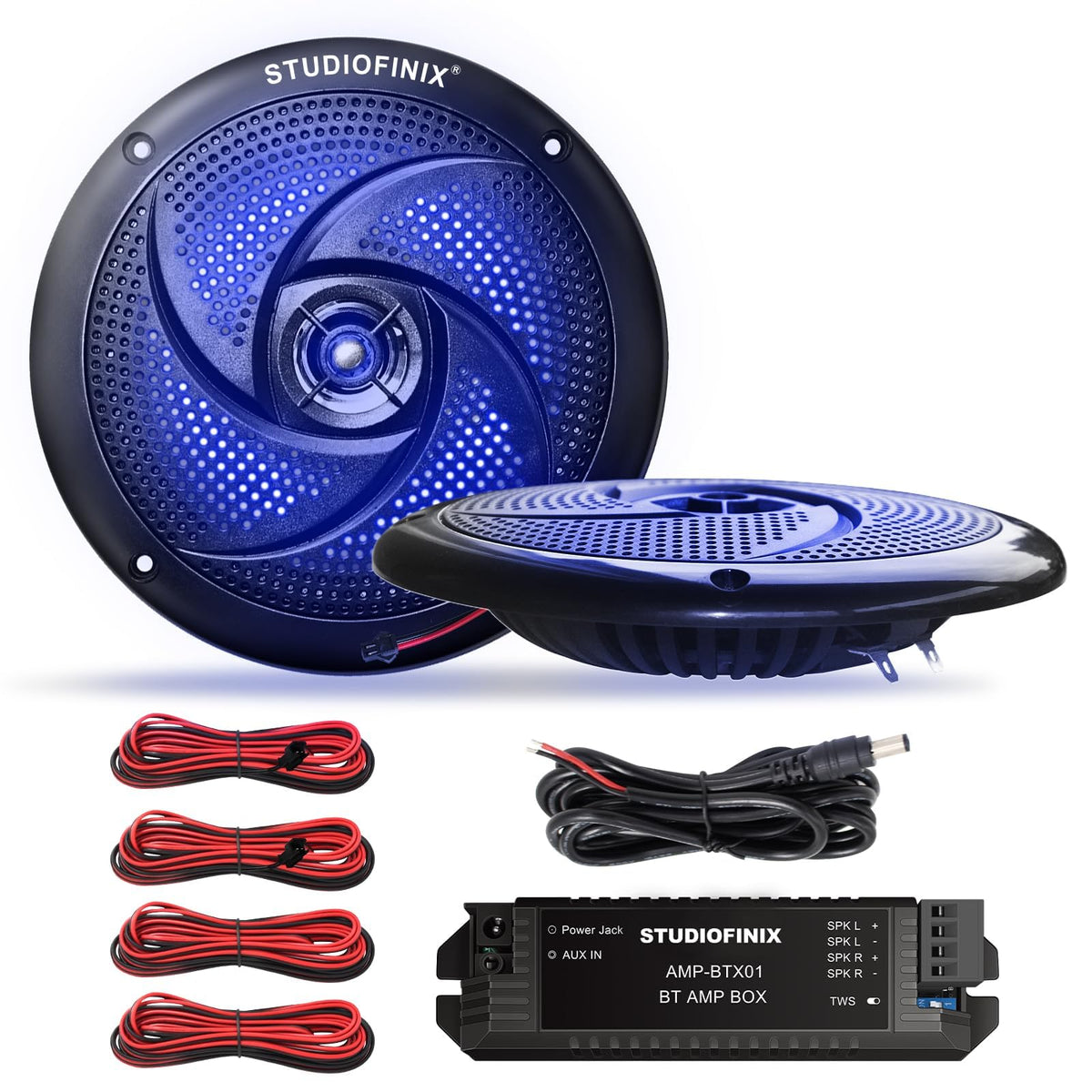 4 Inch 80W Bluetooth Waterproof Marine Speakers 2 Way Black M8373
