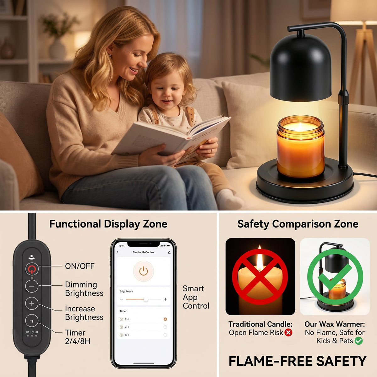 Adjustable Height App Controlled Candle Warmer Lamp with Timer U208
