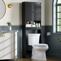 Black Over The Toilet Storage Cabinet with Adjustable Shelf H435615