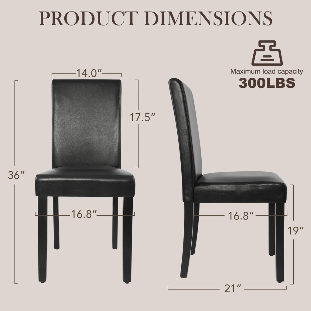 Black Upholstered Dining Chairs Set of 6 with Solid Wood Legs P164