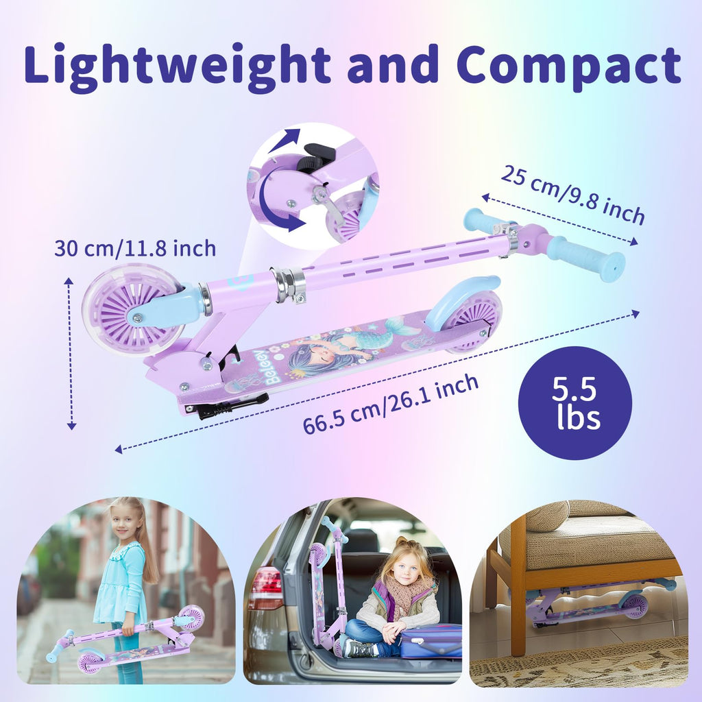 2 Wheel Folding Lightweight Kick Scooter with Light-Up Wheels F754175