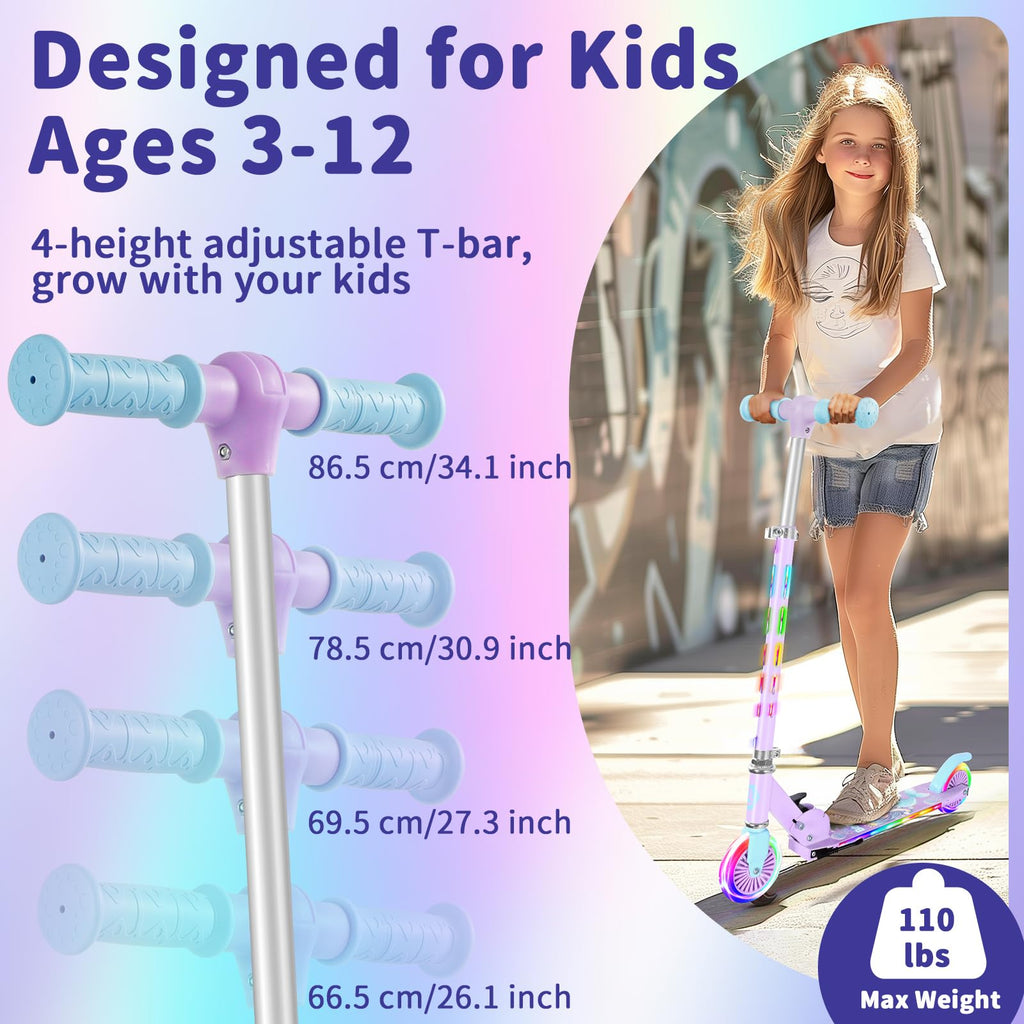 2 Wheel Folding Lightweight Kick Scooter with Light-Up Wheels F754175