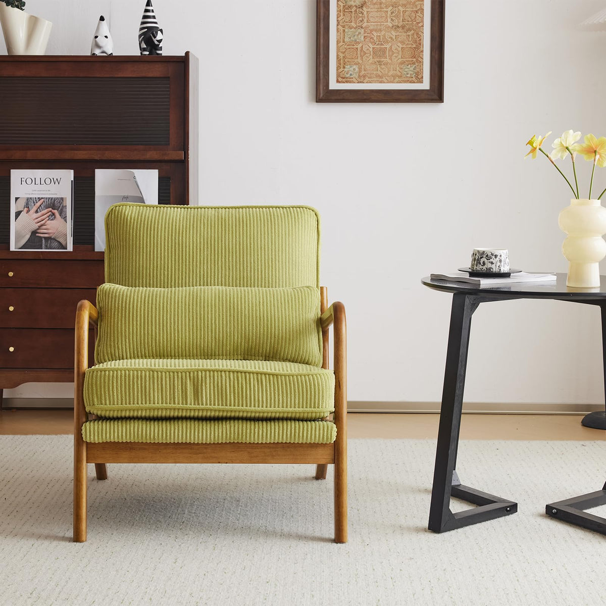 Green Corduroy Accent Chairs Set of 2 X6734