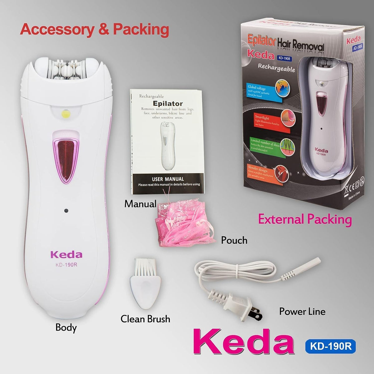 Epilator for Women Face Legs Bikini Y117