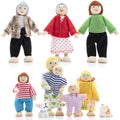 Wooden Dollhouse Dolls Family Set of 8 Miniature Figures and 2 Pets U9814