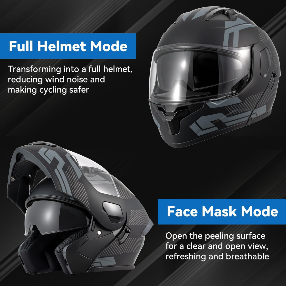 DOT Approved Modular Flip Up Motorcycle Helmet J539