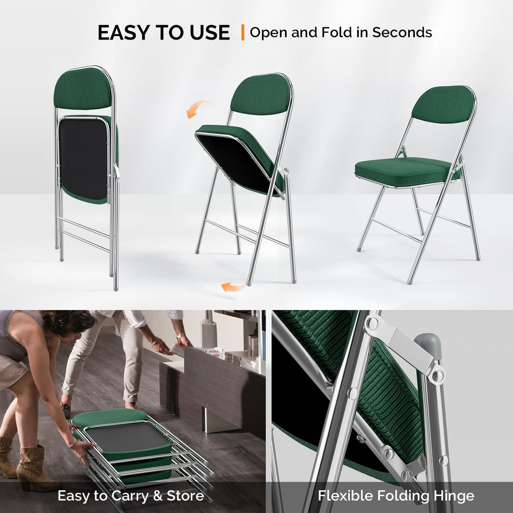 2 Pack Olive Green Folding Chairs with Padded Seat J6329