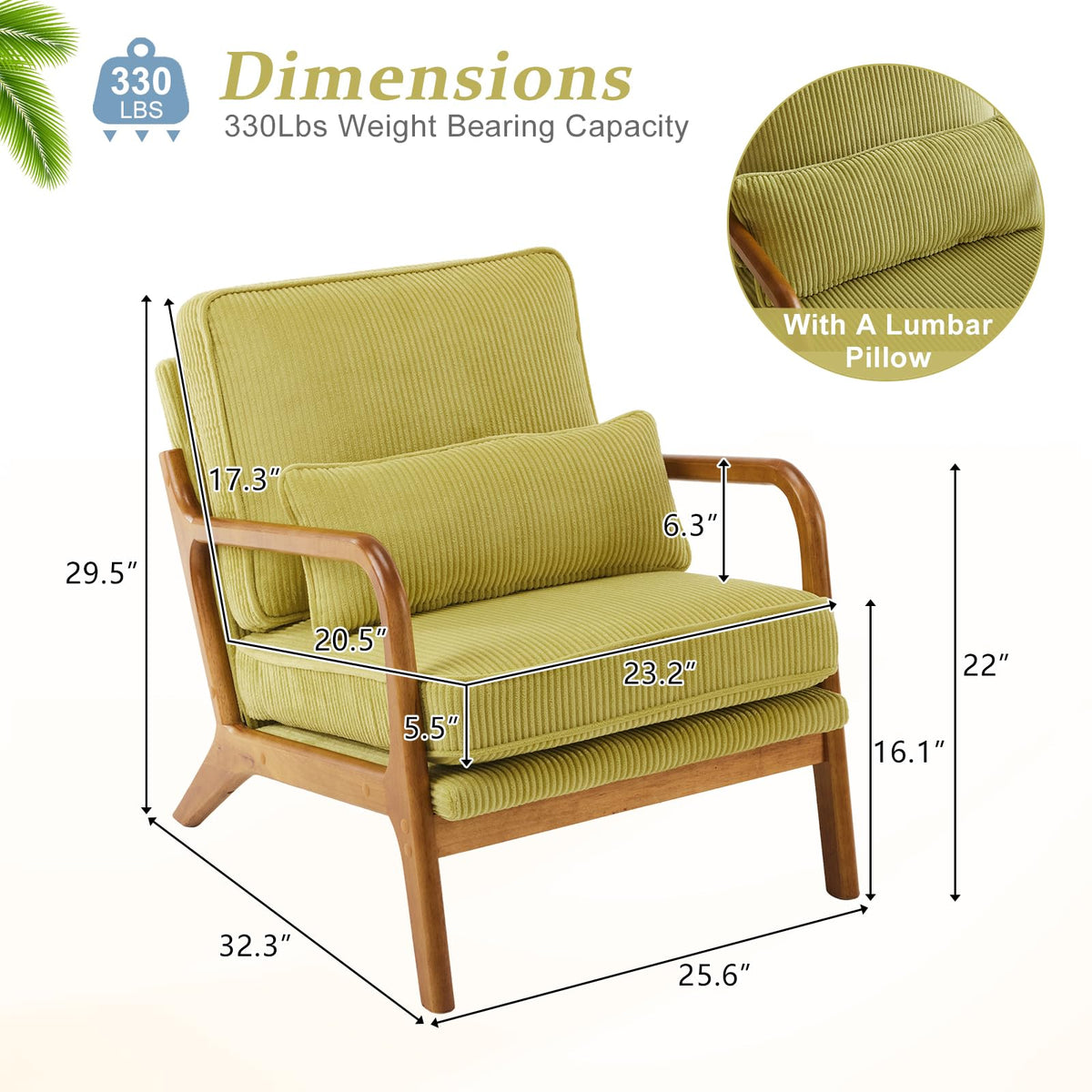 Green Corduroy Accent Chairs Set of 2 X6734