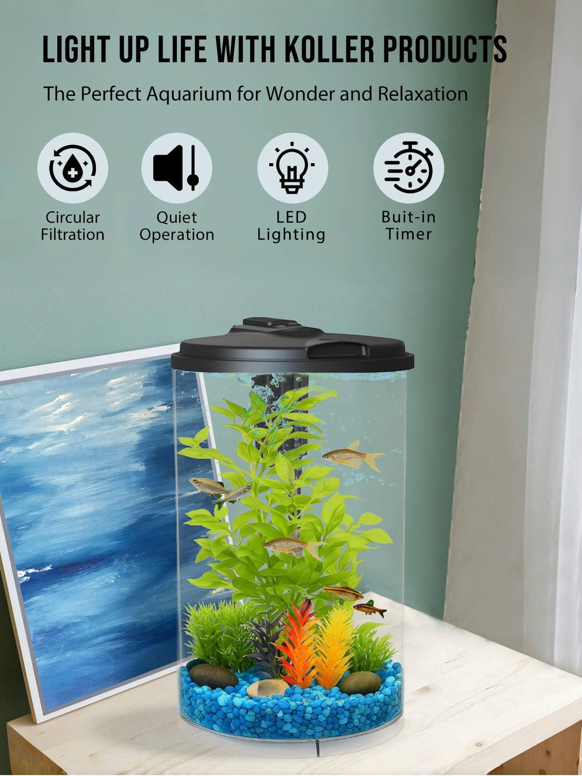 3-Gallon Aquarium with LED Lighting and Power Filter P86616
