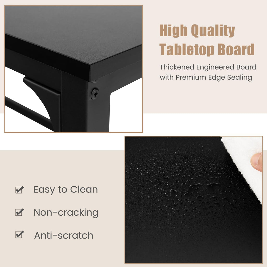 48” Mobile Computer Desk with 4 Lockable Wheels, Black Metal Frame I556877