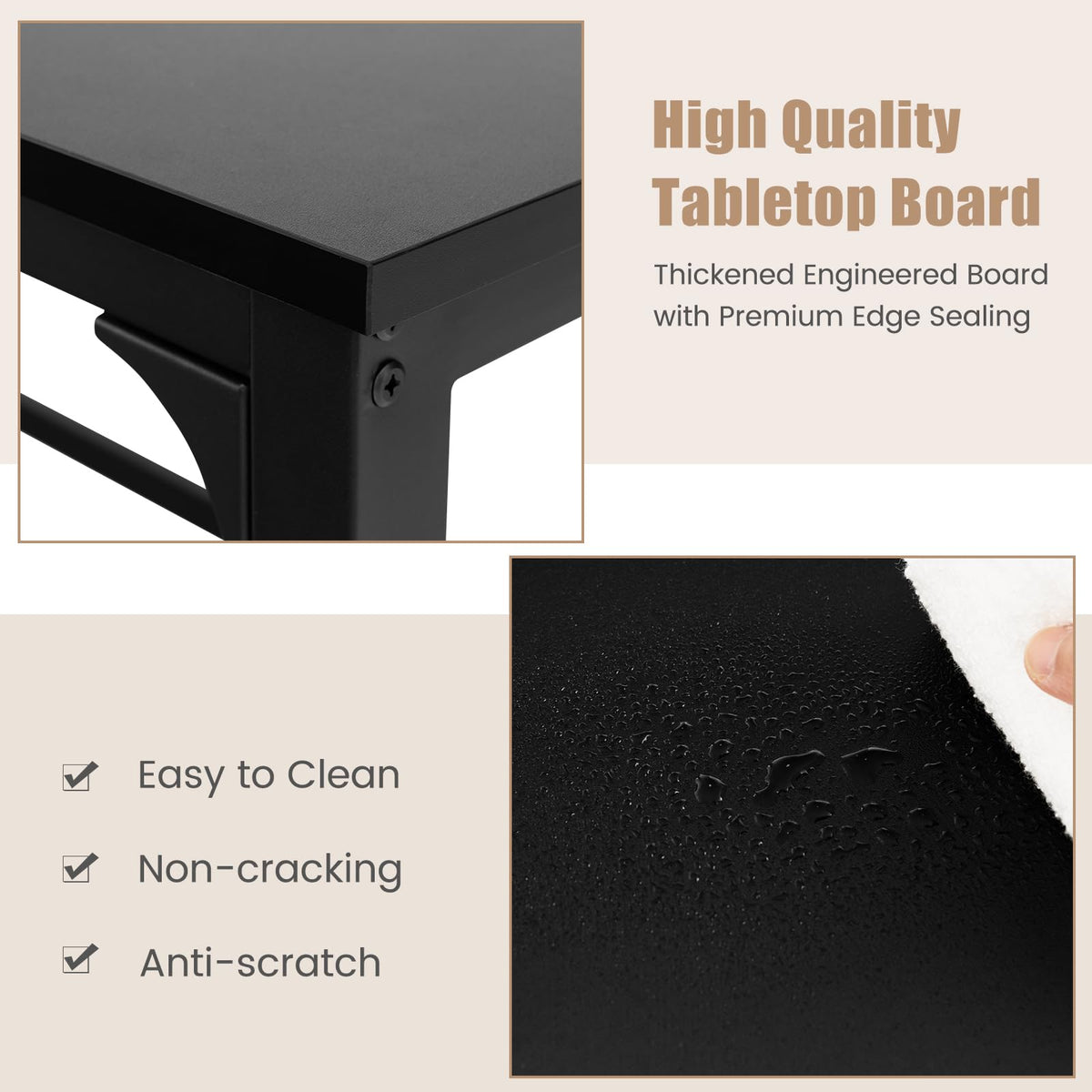 48” Mobile Computer Desk with 4 Lockable Wheels, Black Metal Frame I556877