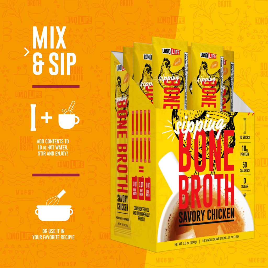 Low Sodium Chicken Bone Broth Powder, 10 Stick Packs G28500
