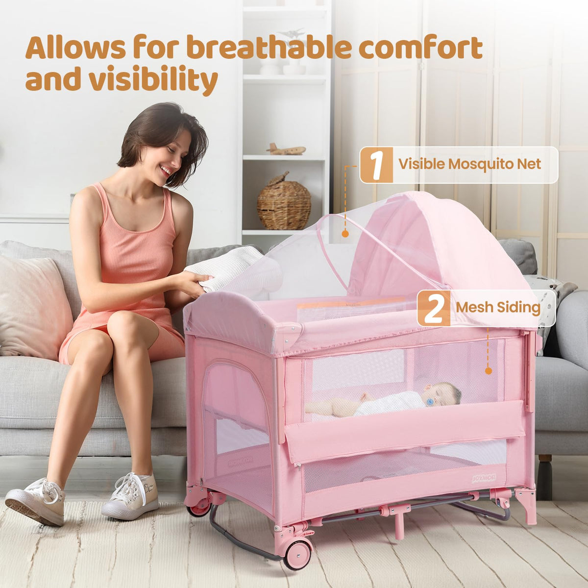 9 in 1 Bedside Bassinet with Changing Table V63050