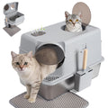 XL Stainless Steel Enclosed Cat Litter Box with Lid I948