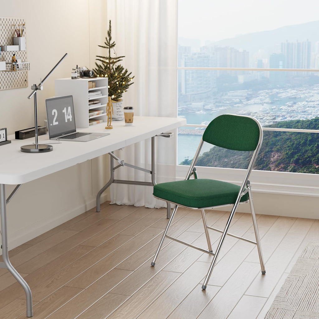 2 Pack Olive Green Folding Chairs with Padded Seat J6329