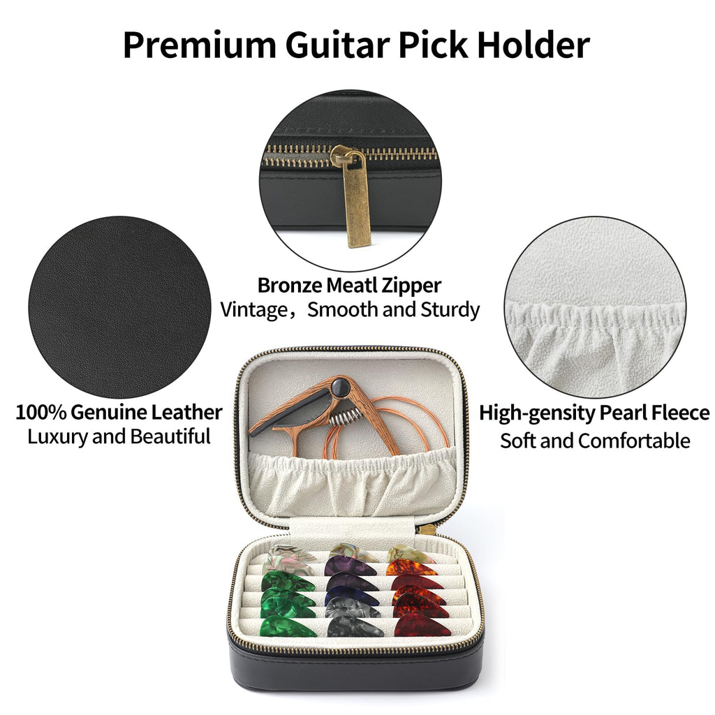 Leather Guitar Pick Case Holder Box J801001