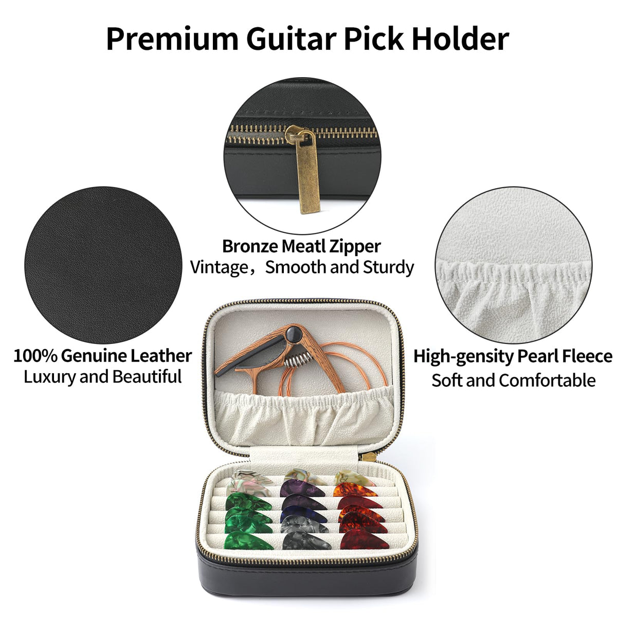 Leather Guitar Pick Case Holder Box J801001