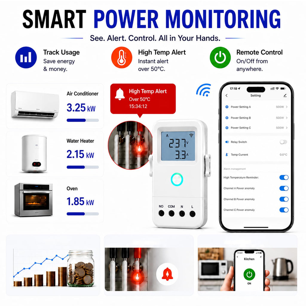 WiFi Home Energy Monitor with 3 80A CT Clamps V9570
