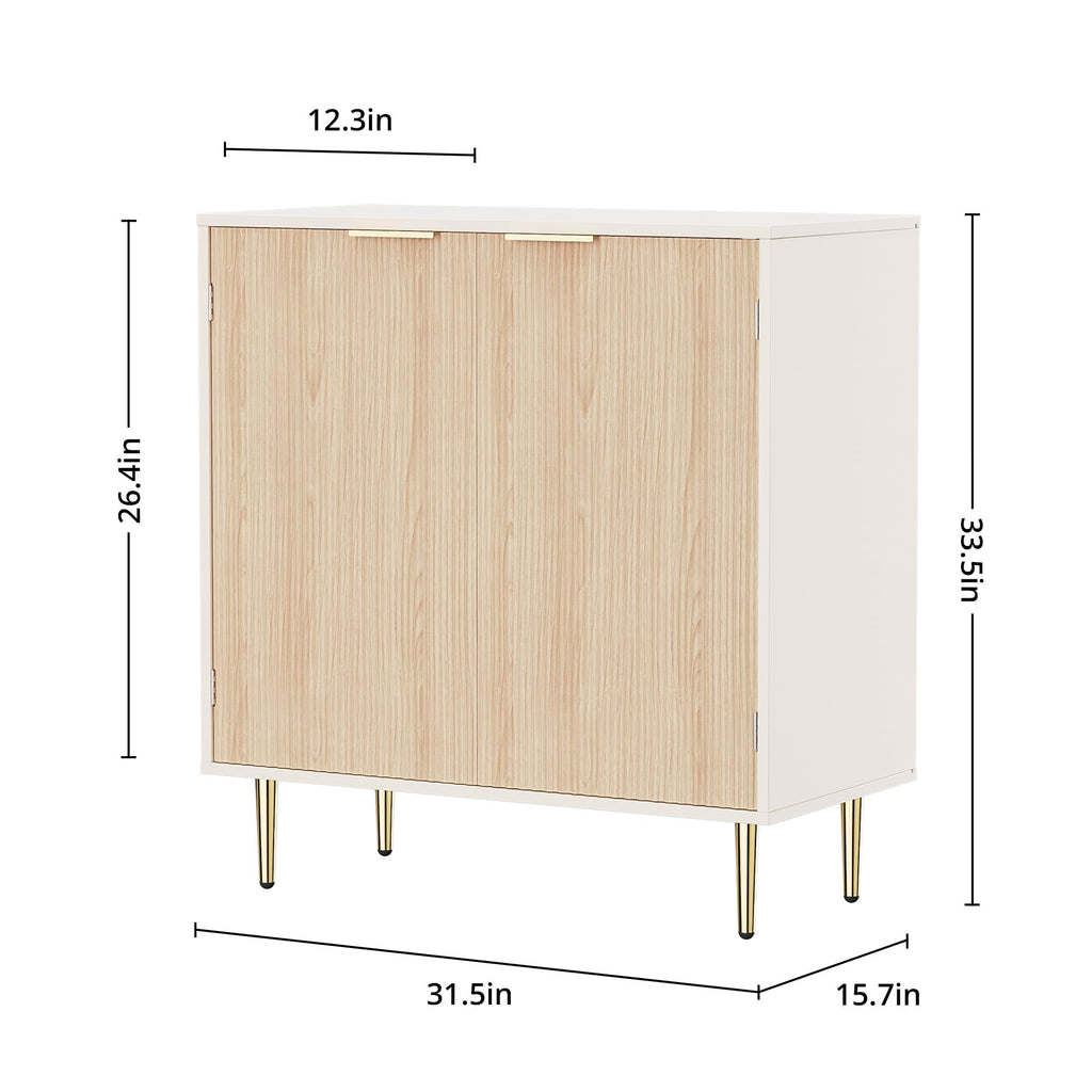 Oak Fluted Sideboard Storage Cabinet with 2 Doors L557