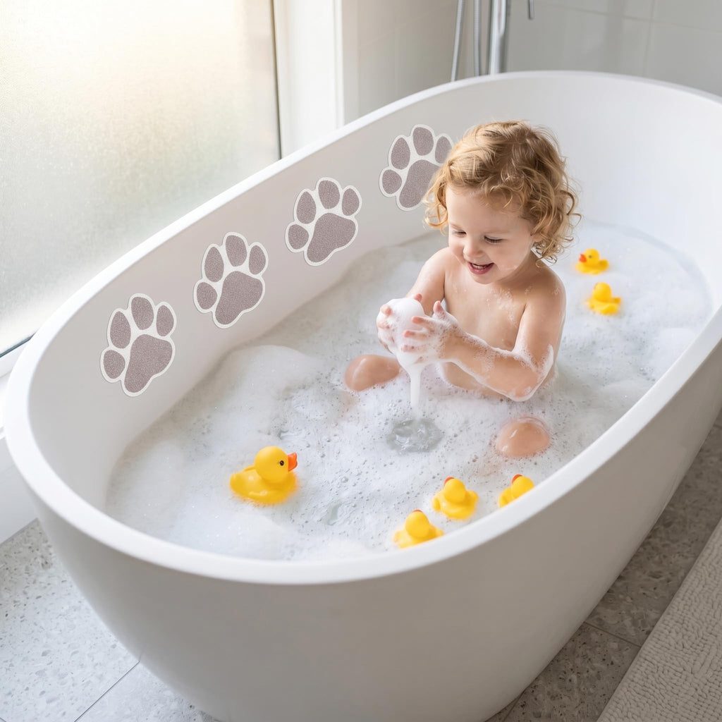 Grey Checkered Dog Paw Non Slip Stickers N377