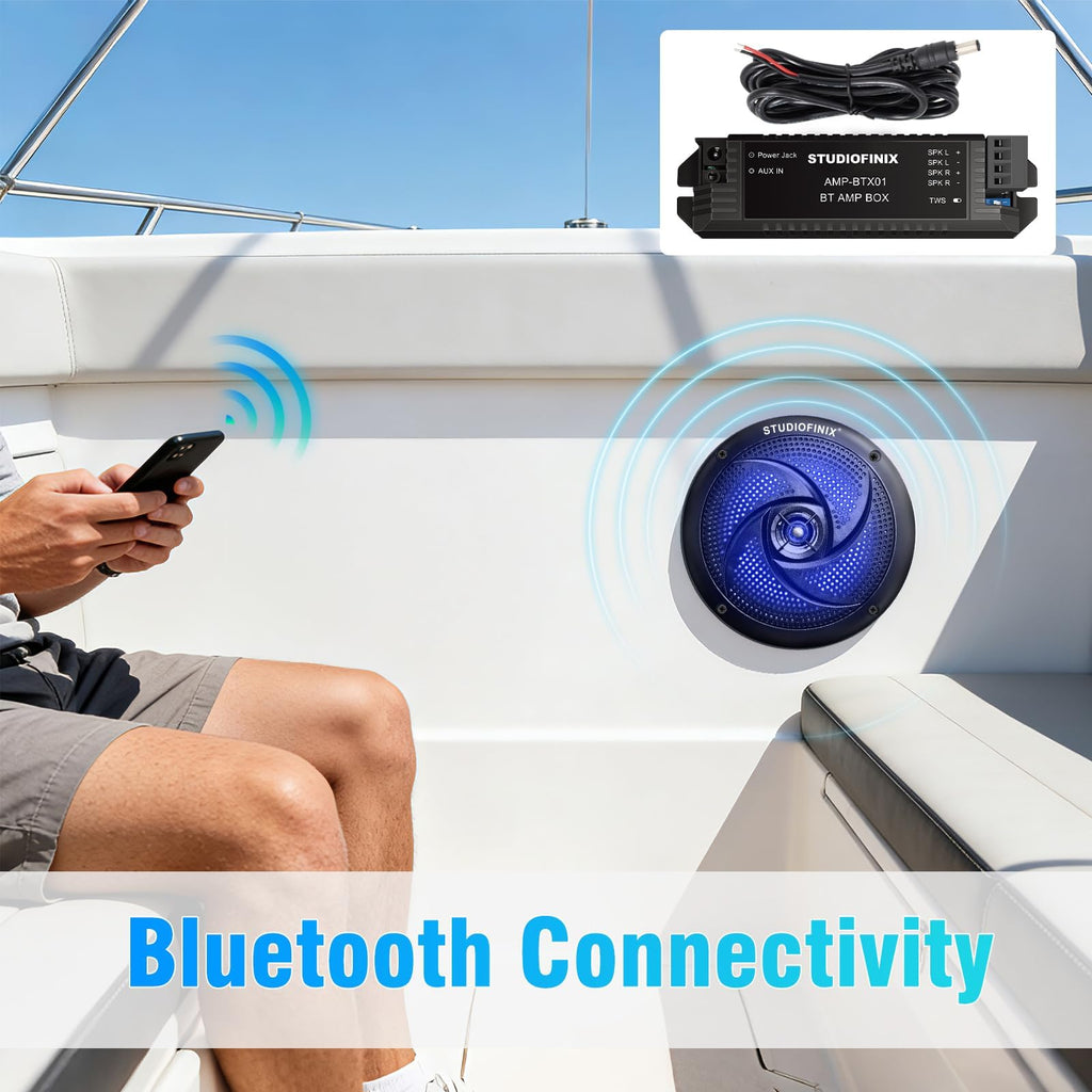 4 Inch 80W Bluetooth Waterproof Marine Speakers 2 Way Black M8373