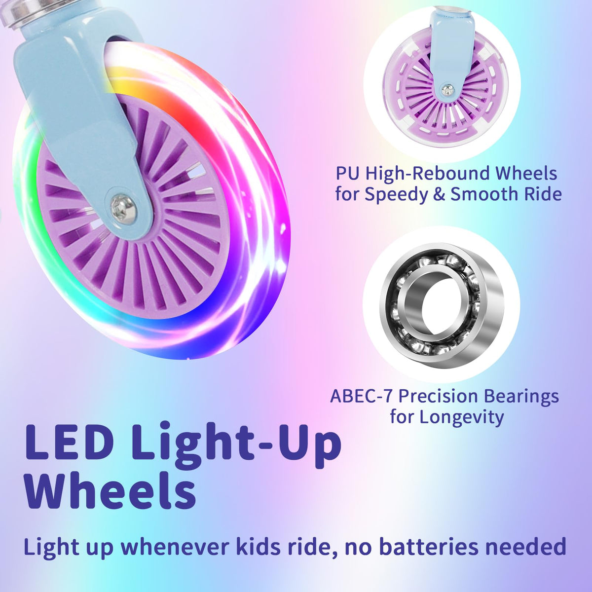 2 Wheel Folding Lightweight Kick Scooter with Light-Up Wheels F754175