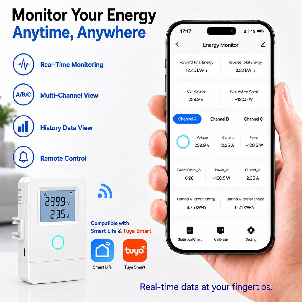 WiFi Home Energy Monitor with 3 80A CT Clamps V9570