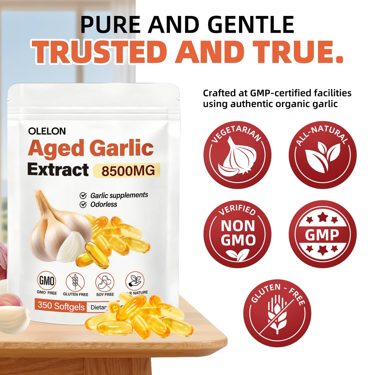Aged Garlic Extract 350 Softgels Odorless Organic Garlic Supplement U617