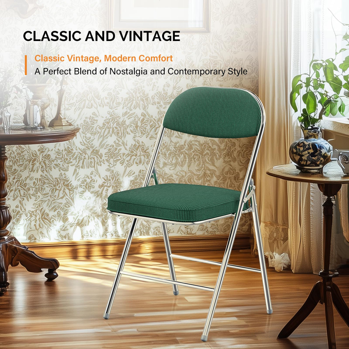 2 Pack Olive Green Folding Chairs with Padded Seat J6329