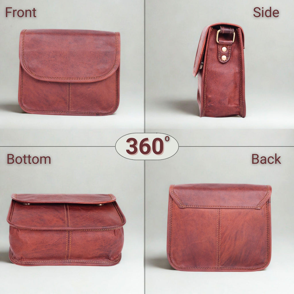 Brown Leather Crossbody Purse F765