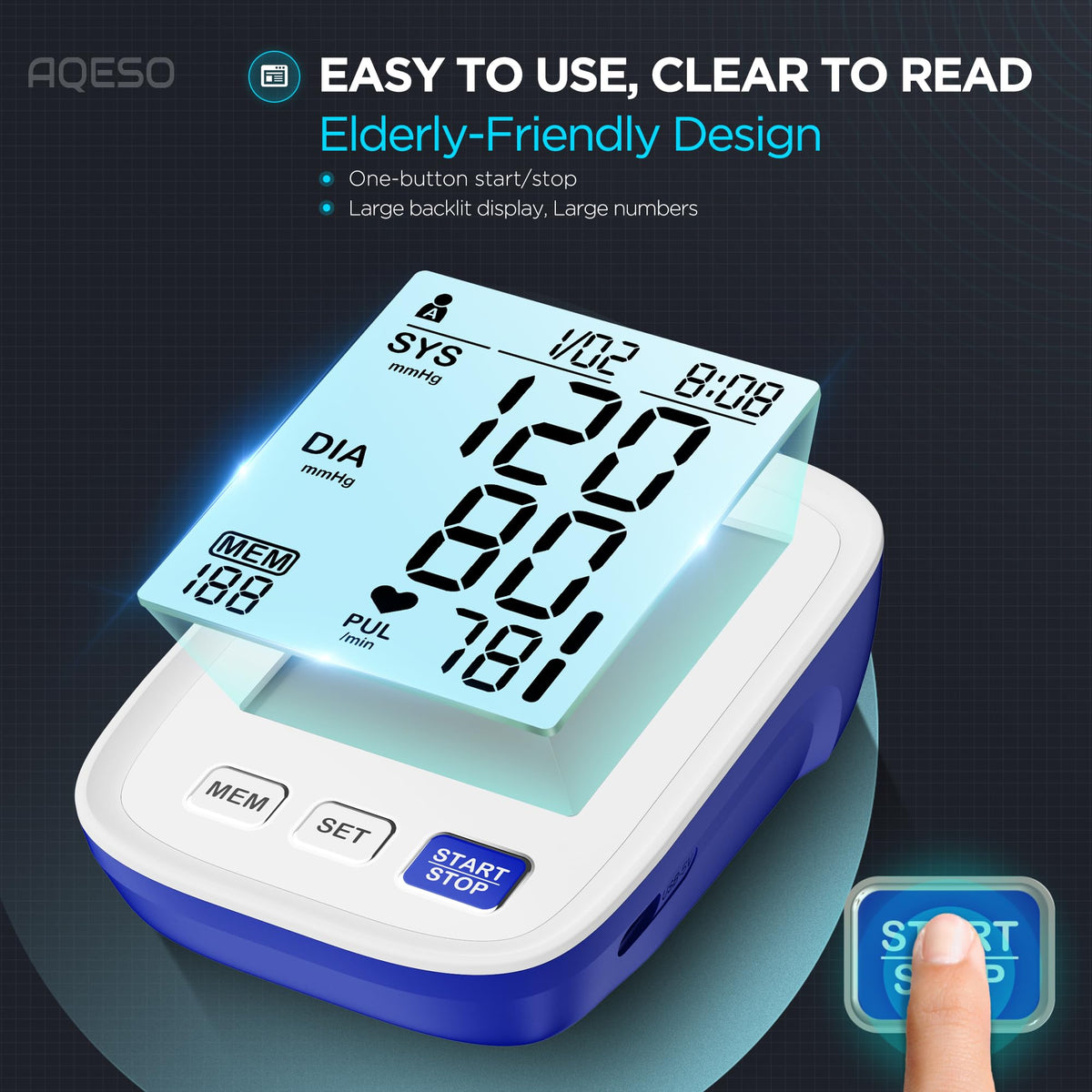 Automatic Digital Blood Pressure Monitor, 9-17 Inches Cuff, Large Backlit Screen Z58394