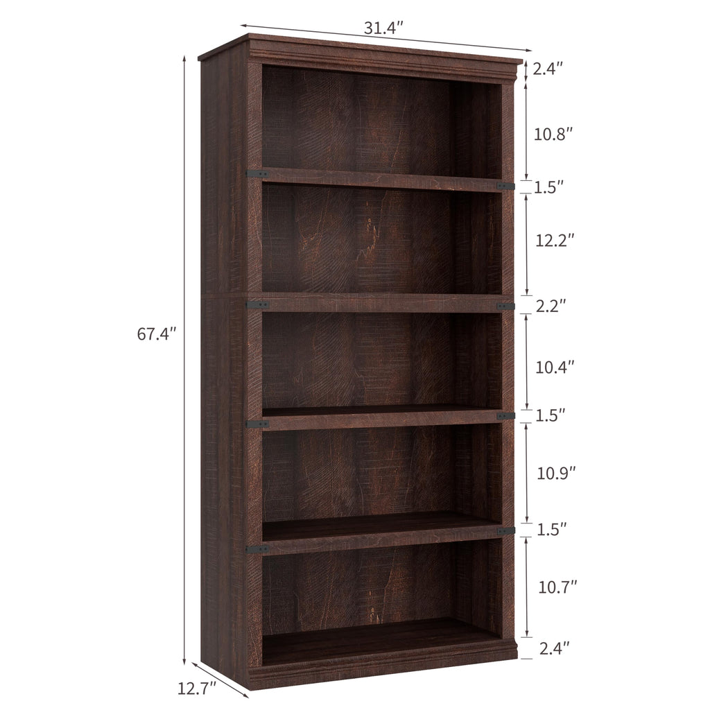 5-Tier Metal Bookcase with Adjustable Shelves N273