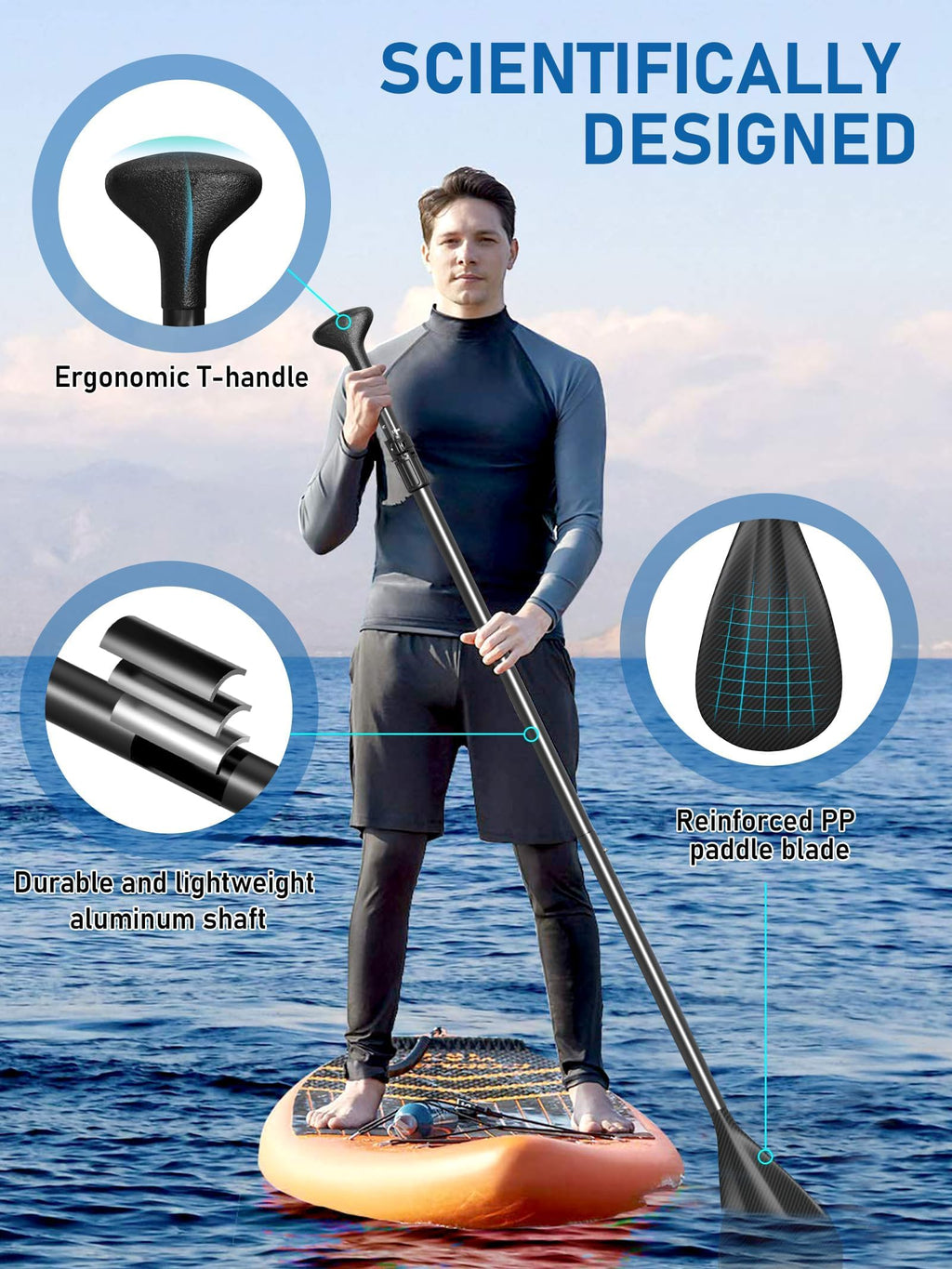 4 Piece Carbon Aluminium Adjustable SUP Paddle 67"-83" X381941