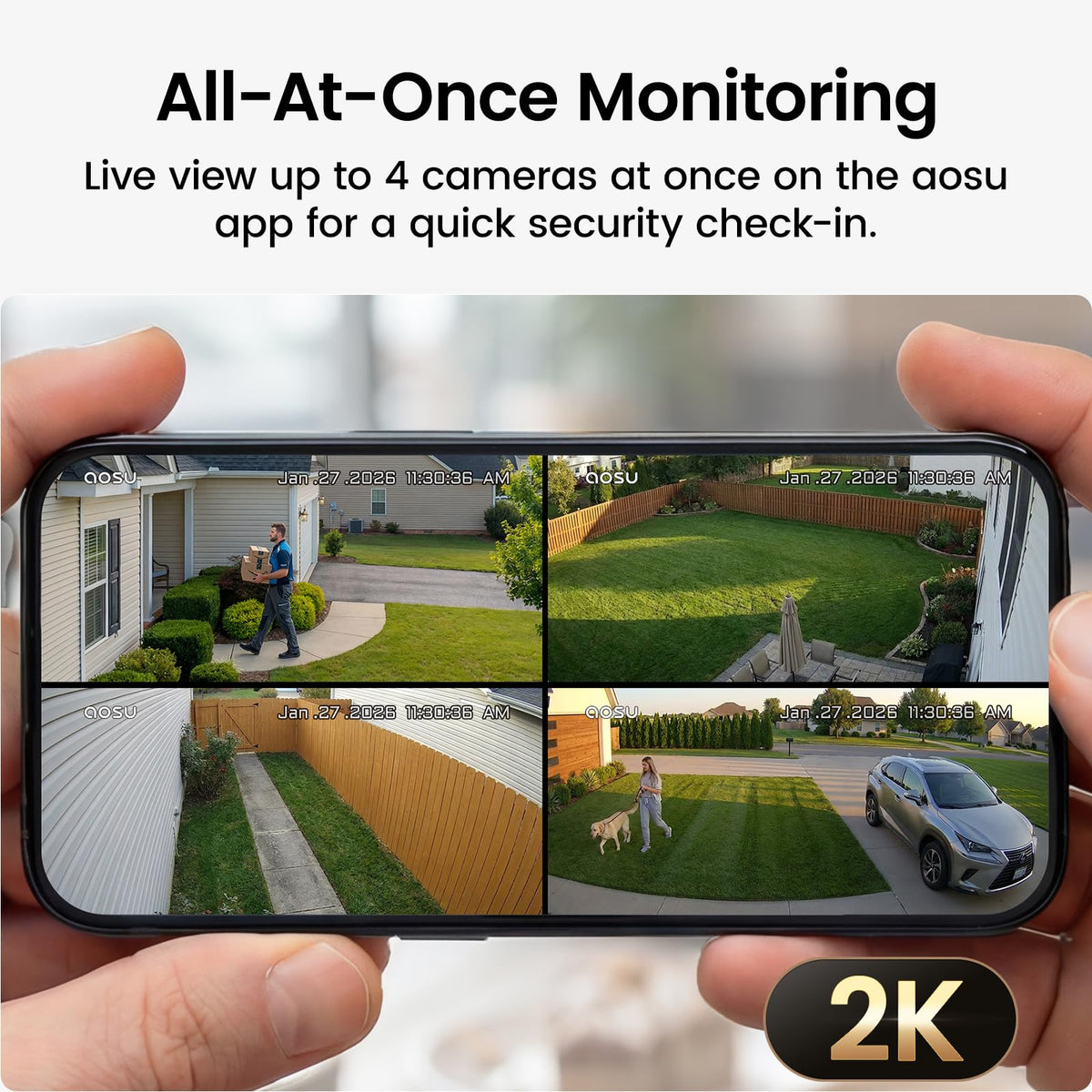 2K Solar Security Cameras Wireless Outdoor System C4274