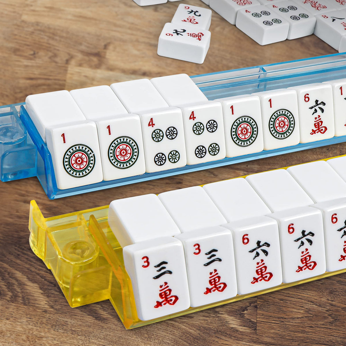 166 Tiles Mahjong Set with Racks Pushers Bag B93983