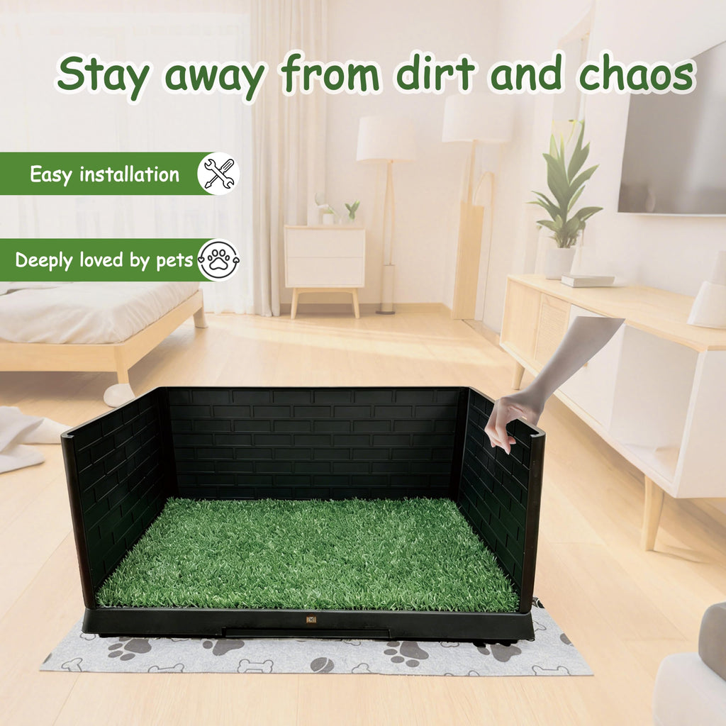 Dog Grass Pad with Tray, 30" X 20", with 2 Reusable Grass Pads Q94444