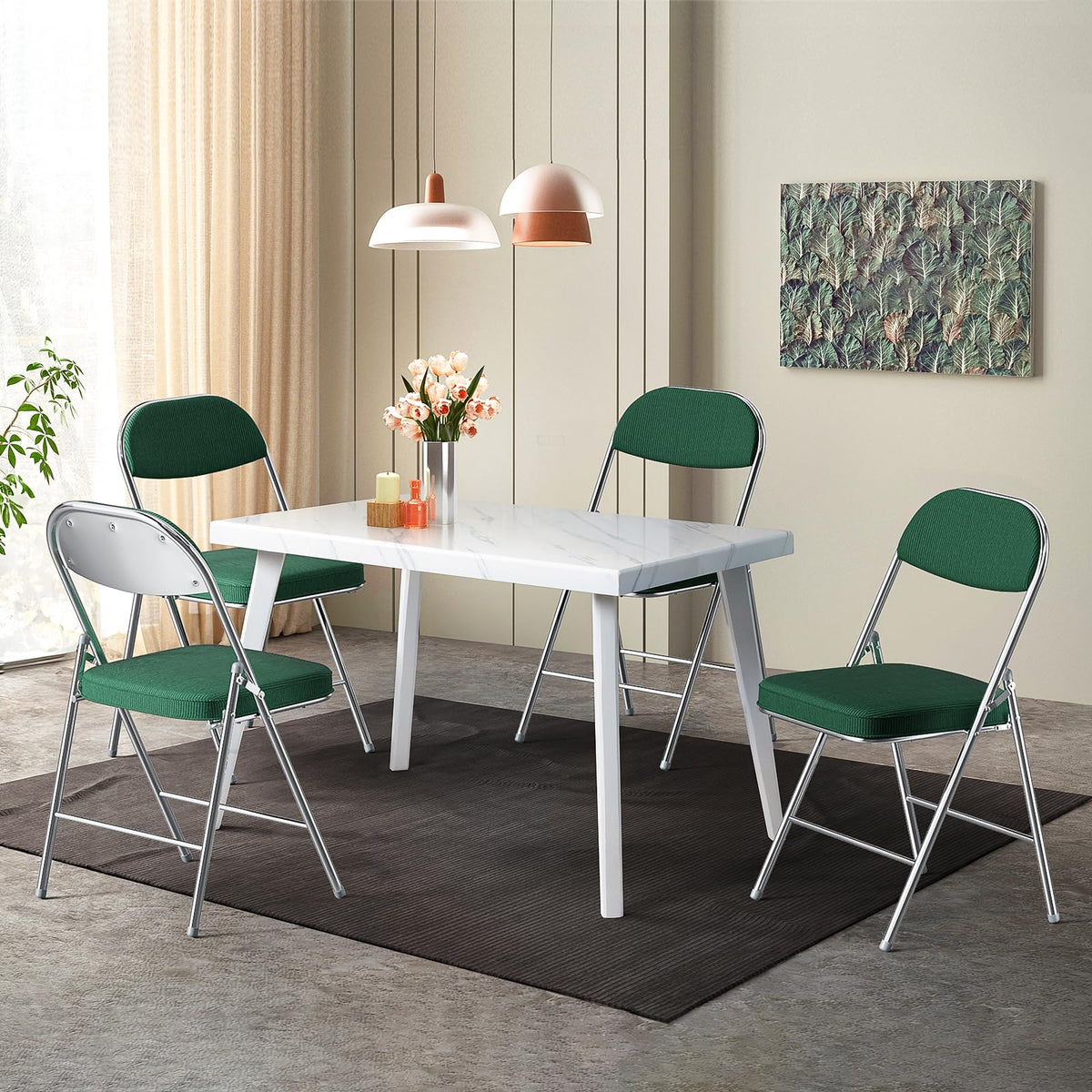 2 Pack Olive Green Folding Chairs with Padded Seat J6329