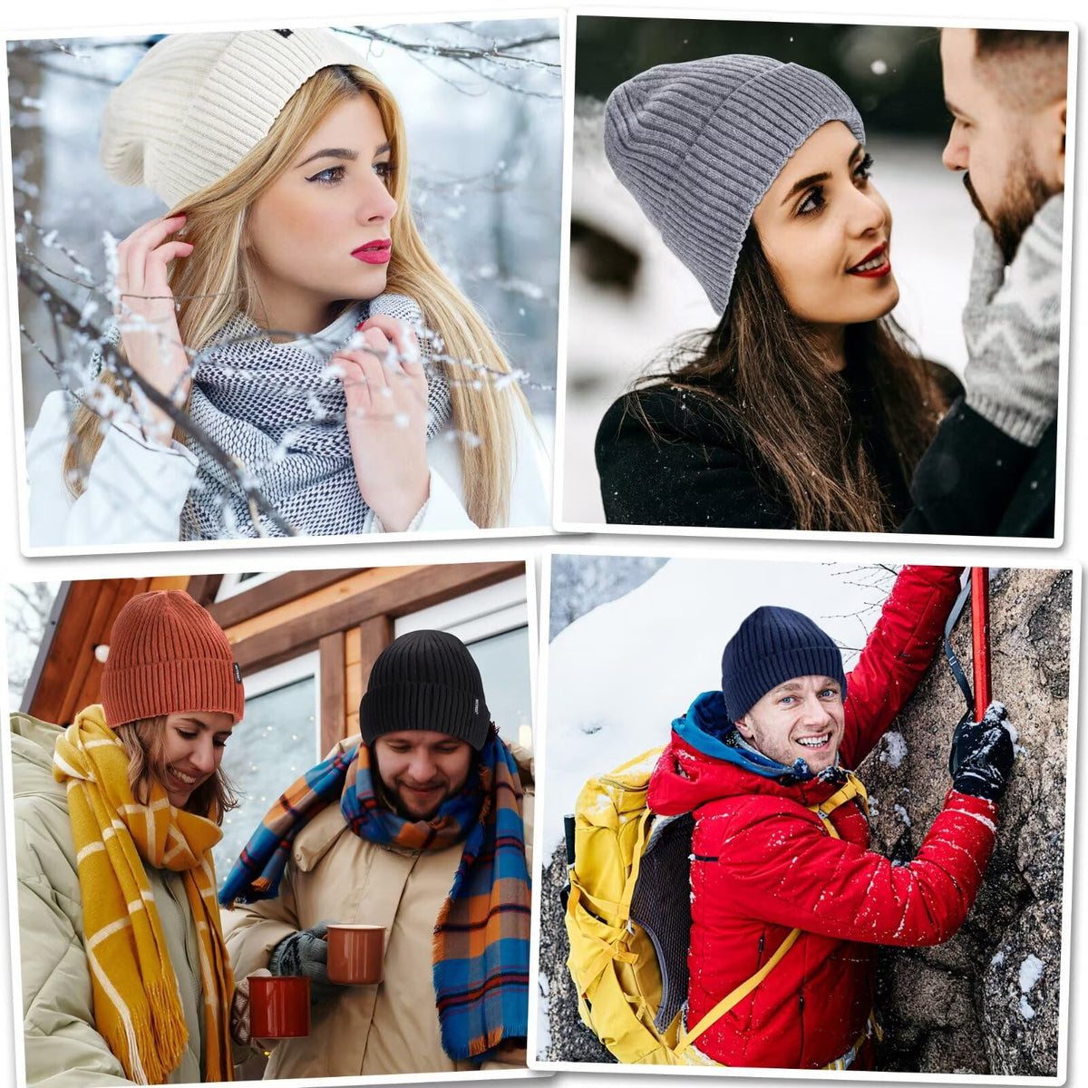 Merino Wool Knit Beanie Hat X498576