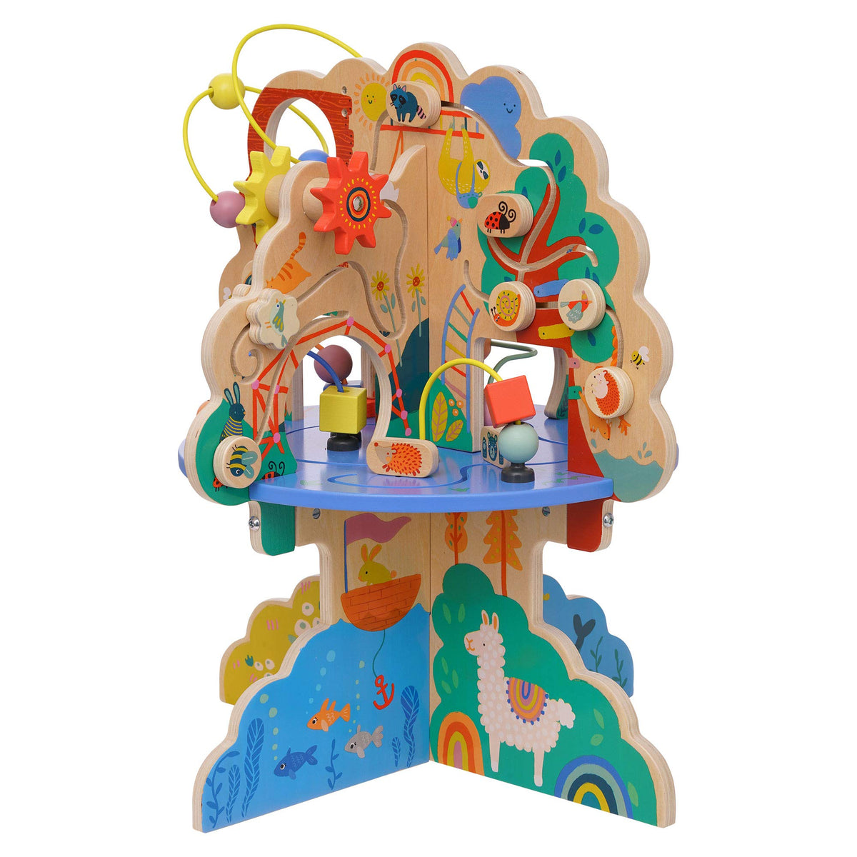 Wooden Toddler Activity Center with Bead Runs T494