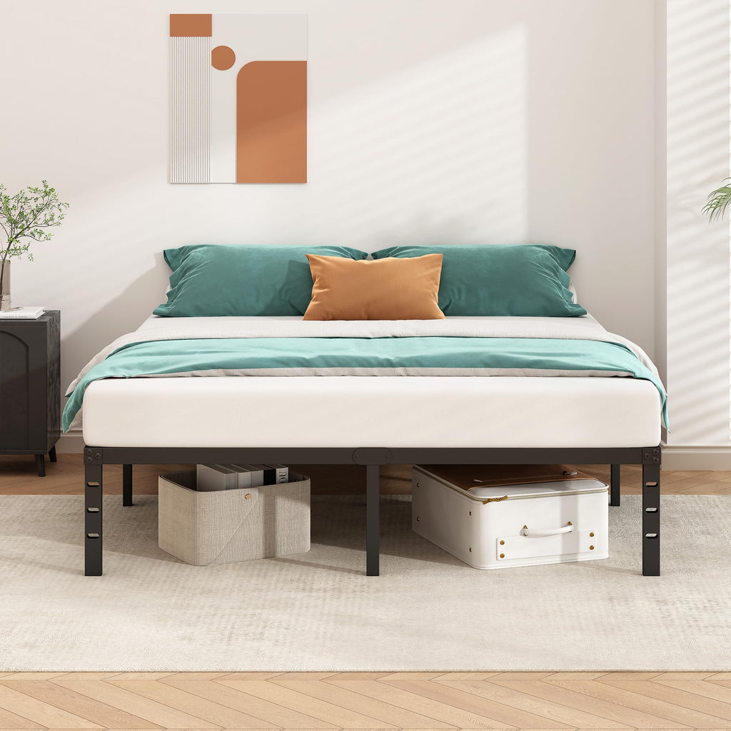 14 Inch Tall Black Metal Platform Twin Size Bed Frame R791