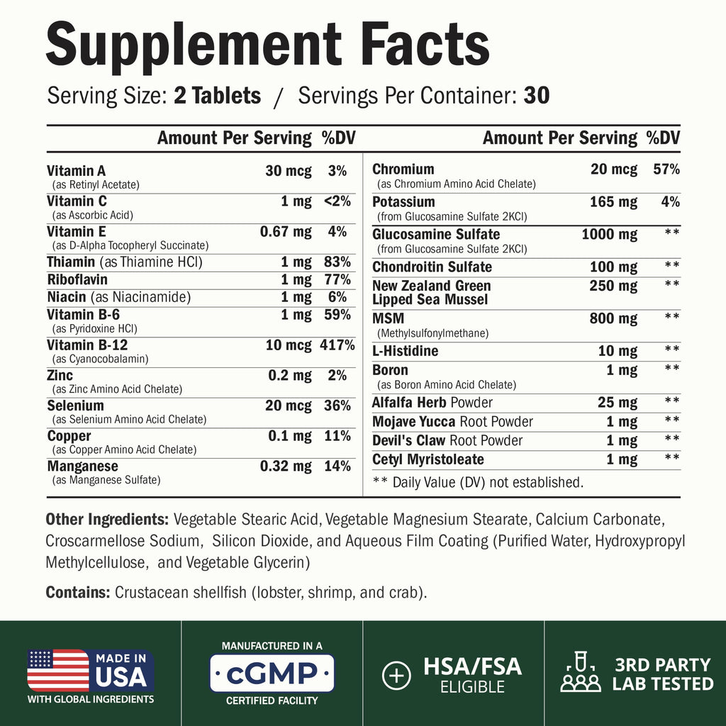 Glucosamine Chondroitin MSM Joint Supplements 60 Tabs I590655