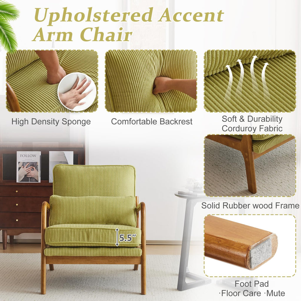 Green Corduroy Accent Chairs Set of 2 X6734