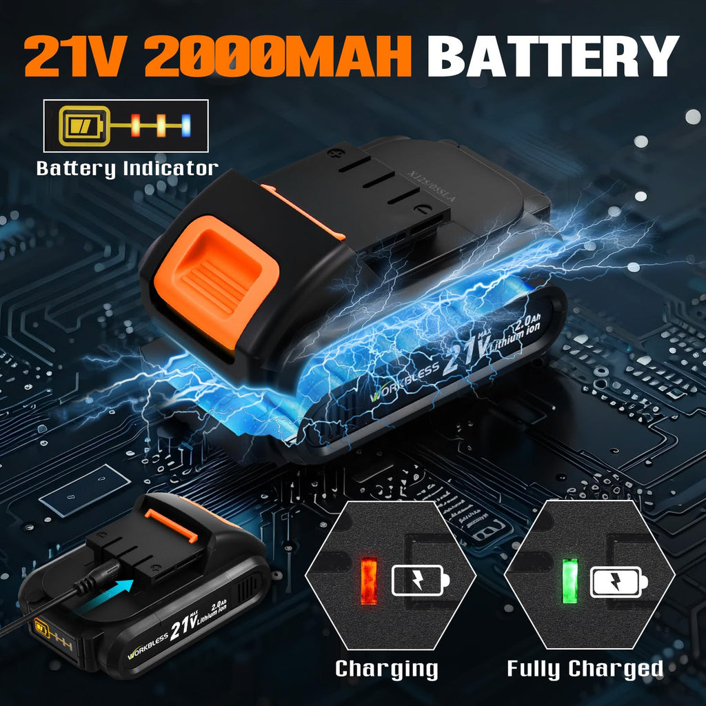 21V Cordless Drill Set with Battery Charger U1784