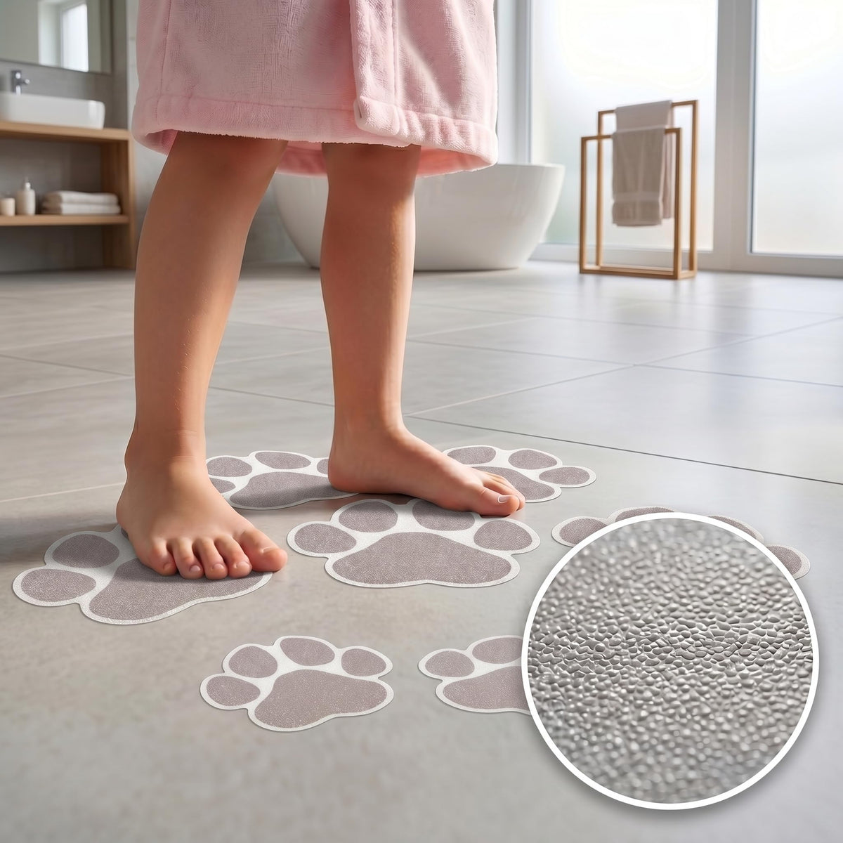 Grey Checkered Dog Paw Non Slip Stickers N377