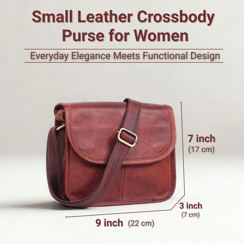 Brown Leather Crossbody Purse F765