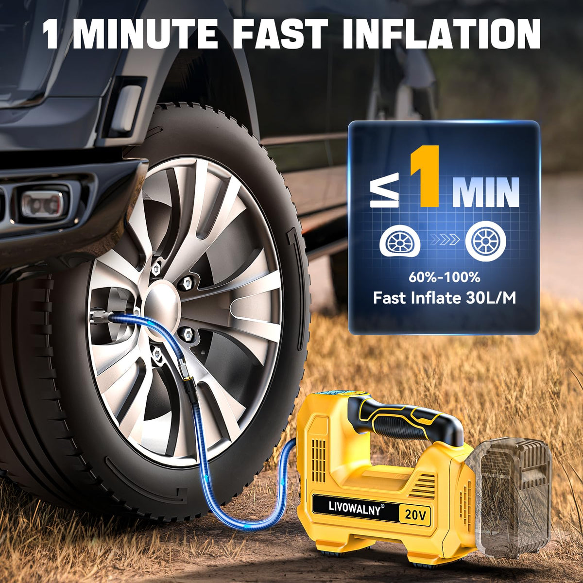 160PSI Cordless Tire Inflator Air Compressor Portable Handheld Air Pump with Digital Pressure Gauge A760
