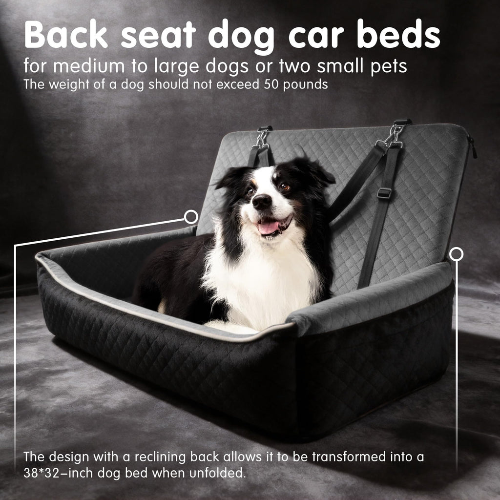 Large Dog Car Seat Portable Travel Dog Bed Velvet Memory Foam T7756