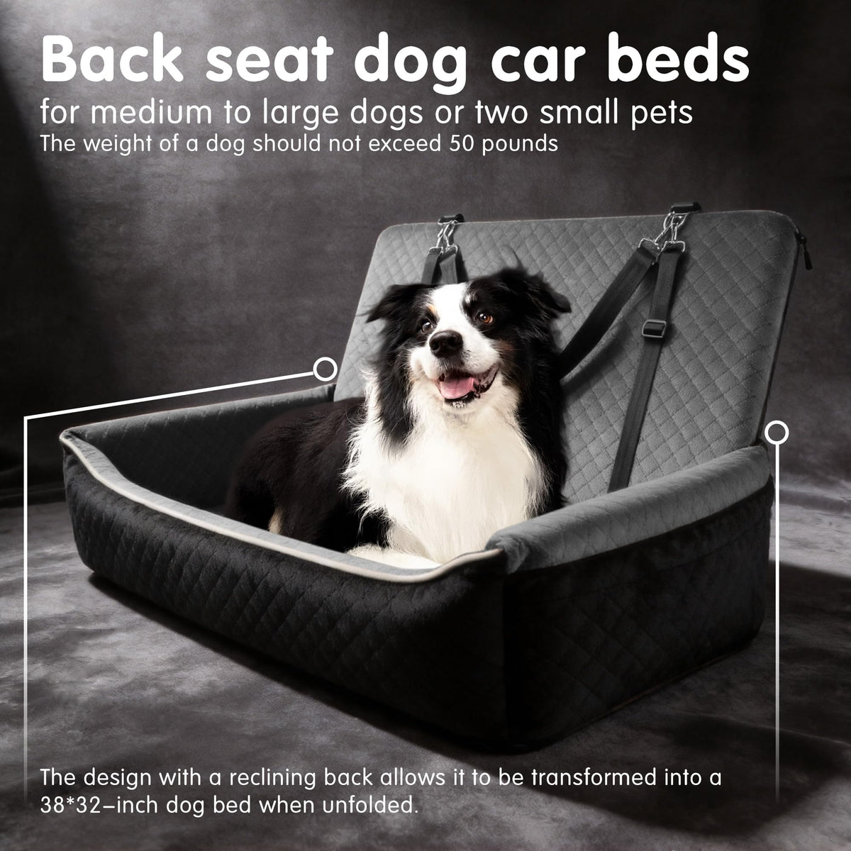 Large Dog Car Seat Portable Travel Dog Bed Velvet Memory Foam T7756